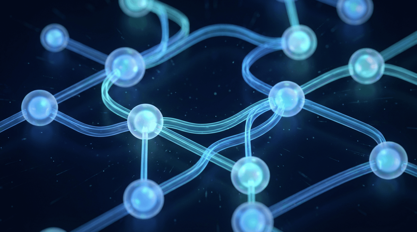 Global digital network map showing connected nodes across continents
